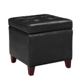 Black Tufted Wheeled Square Leather Storage Ottoman