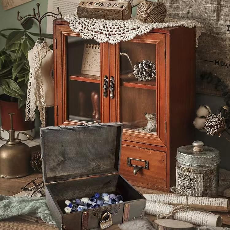 Vintage Lock Wooden Keepsake Storage Chest