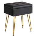 Brown PU Leather Adjustable Flip Top Vanity Stool