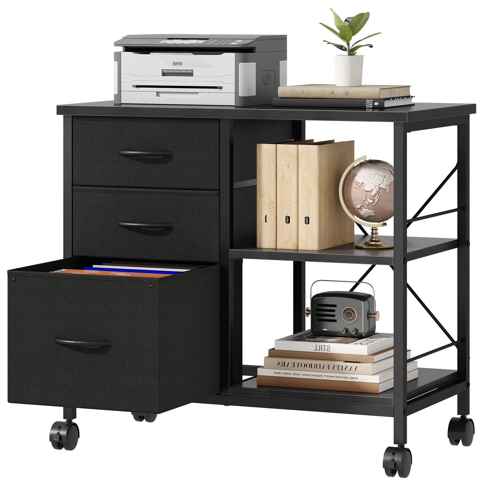 White 3-Drawer Rolling Fabric File Cabinet