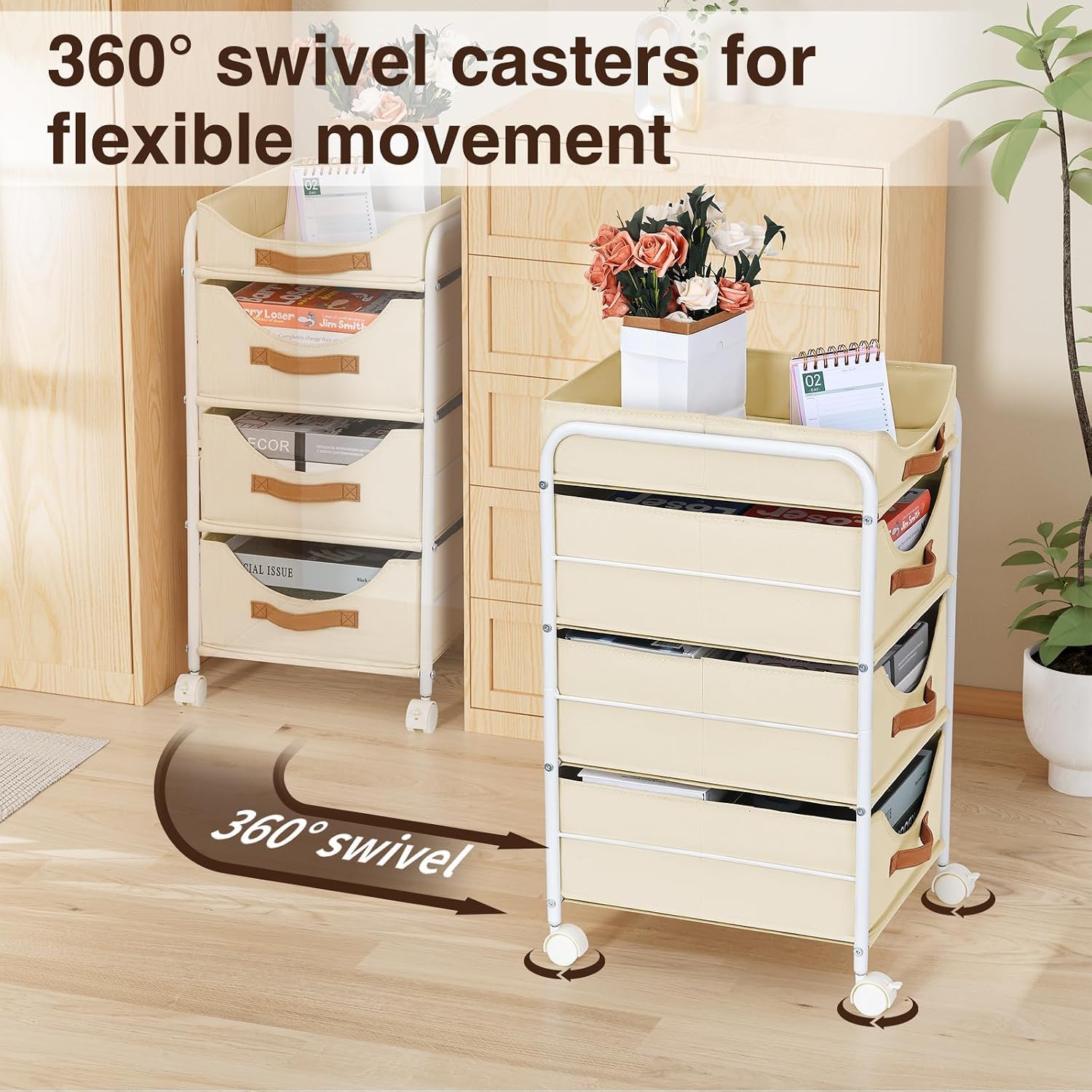 4-Tier Wheeled Fabric Closet Storage Cart