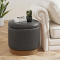 Grey Faux Leather Round Swivel Tray Top Ottoman