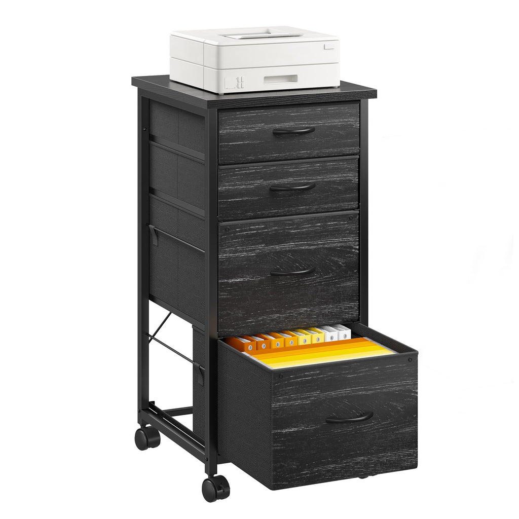 White Rolling Lockable Fabric Drawer File Cabinet