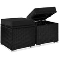 2 Pack Wicker Storage Ottoman with Removable Cushions