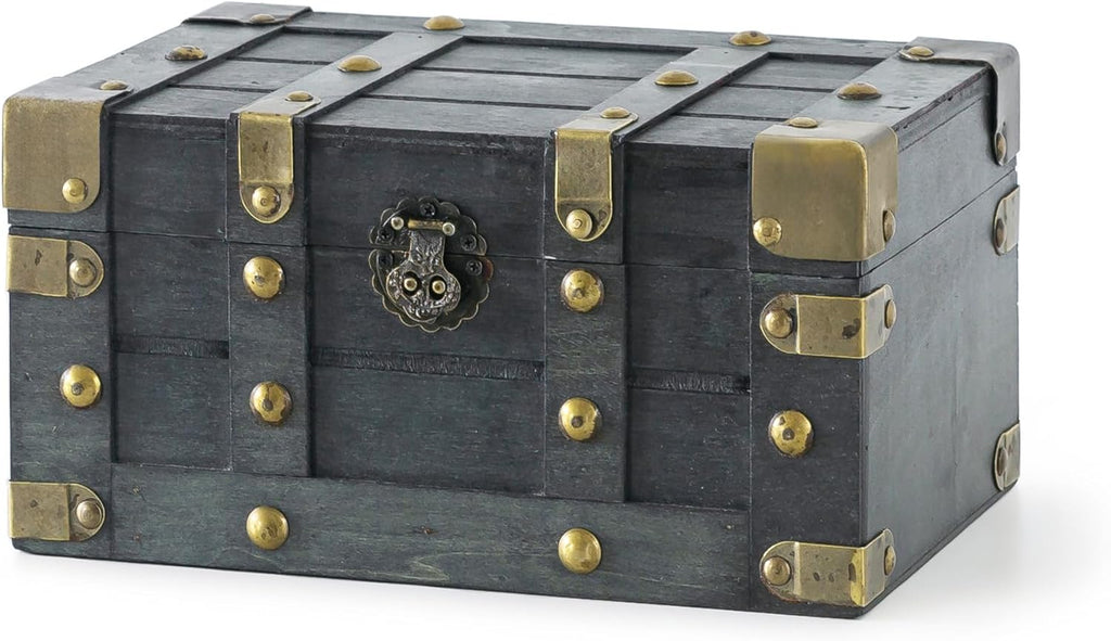 Small Vintage Wooden Chest with Hinged Storage Lid