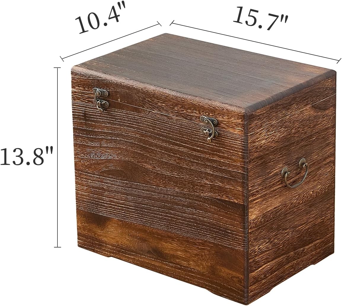 Dark Brown Rustic Wooden Storage Trunk for Home Use