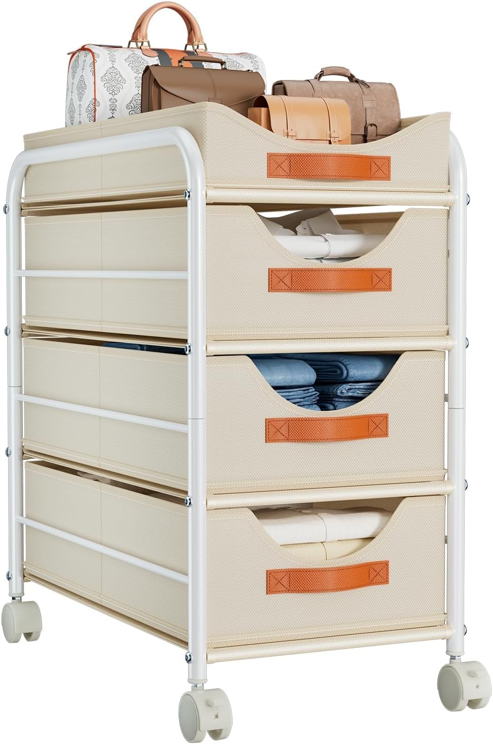 4-Tier Wheeled Fabric Closet Storage Cart
