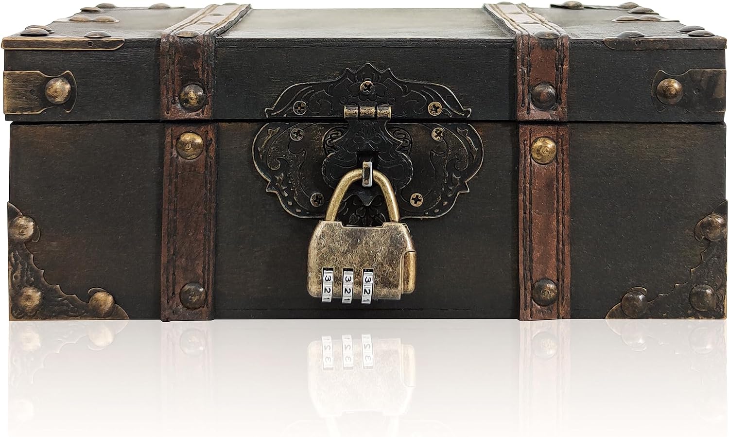 Vintage Lock Wooden Keepsake Storage Chest