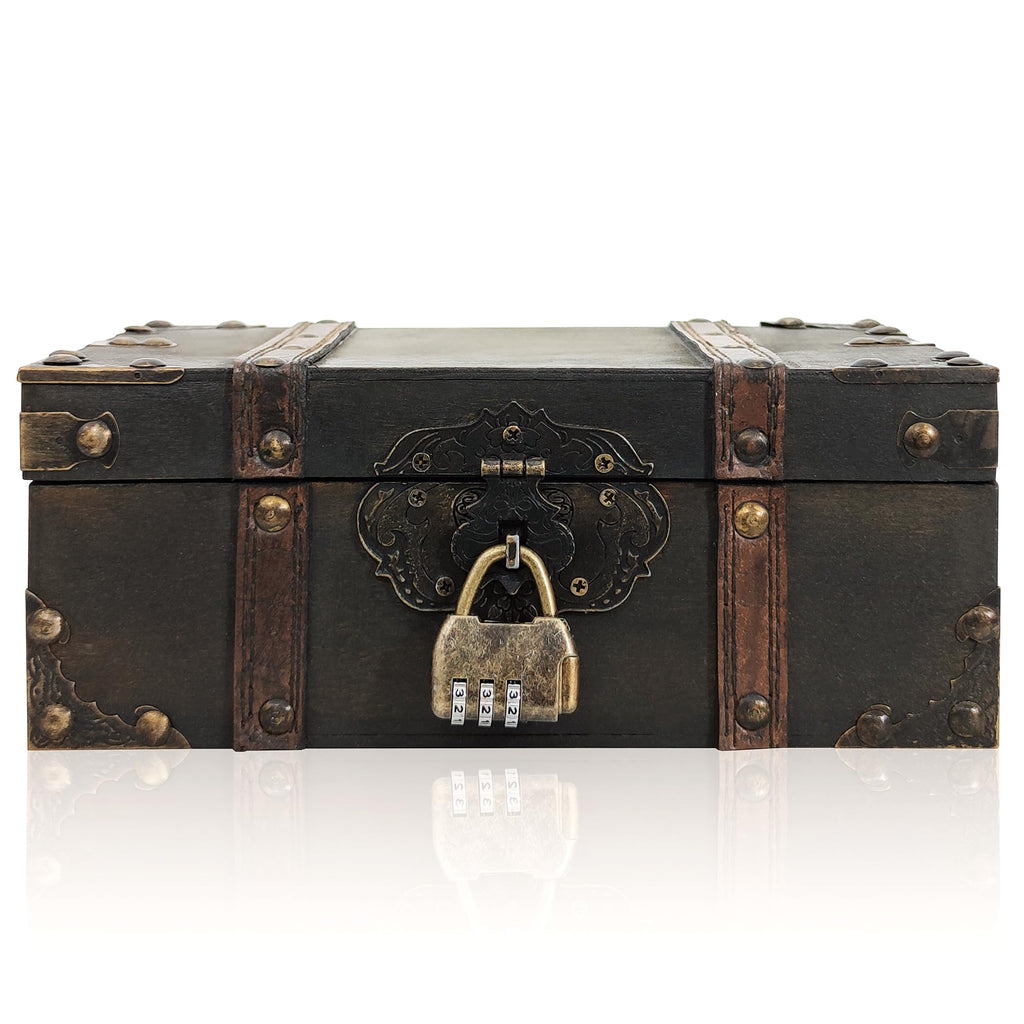 Vintage Lock Wooden Keepsake Storage Chest