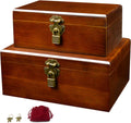 2 Lockable Wooden Keepsake Boxes with Hinged Lids
