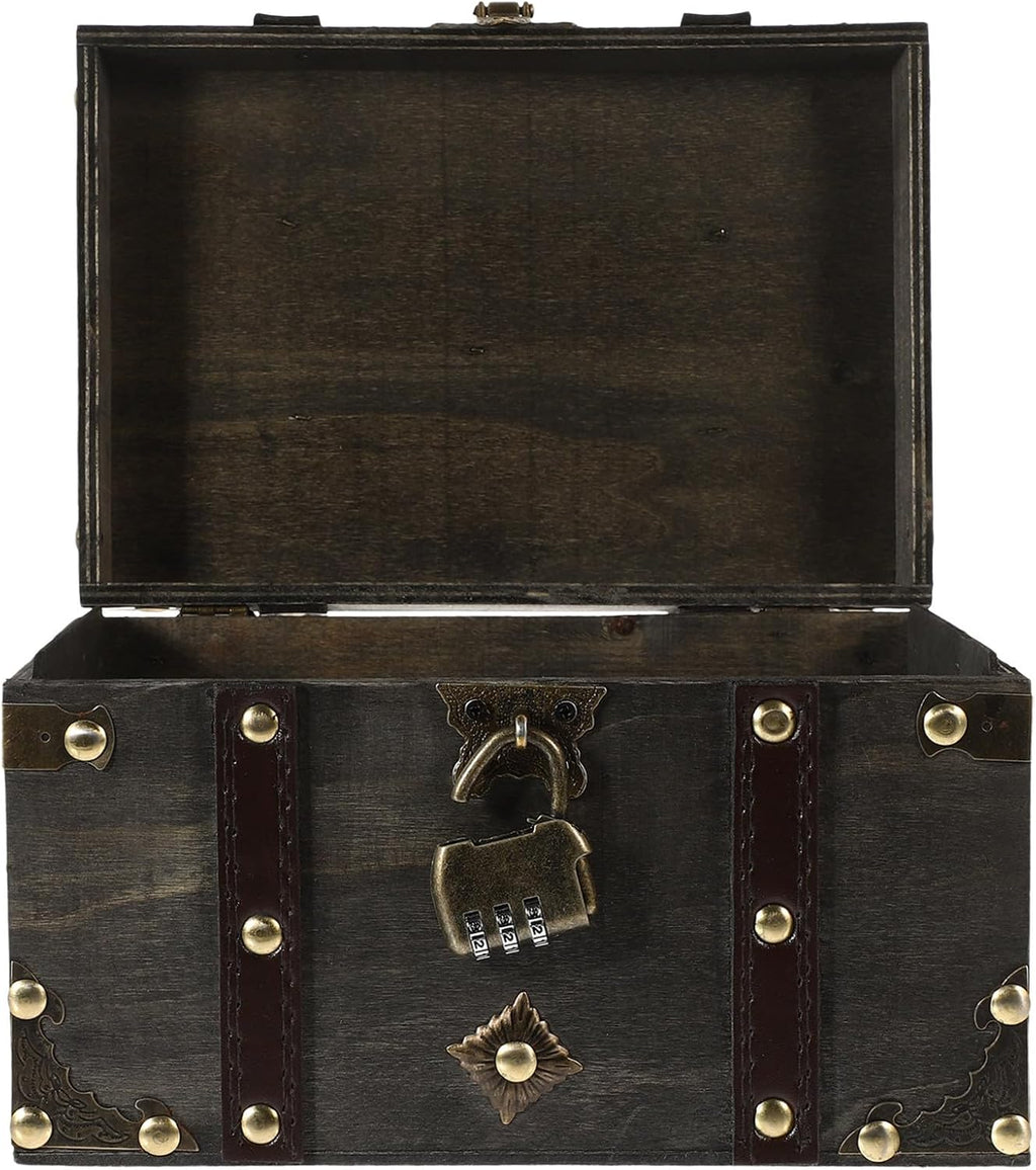 Gray Large Lockable Wooden Treasure Chest