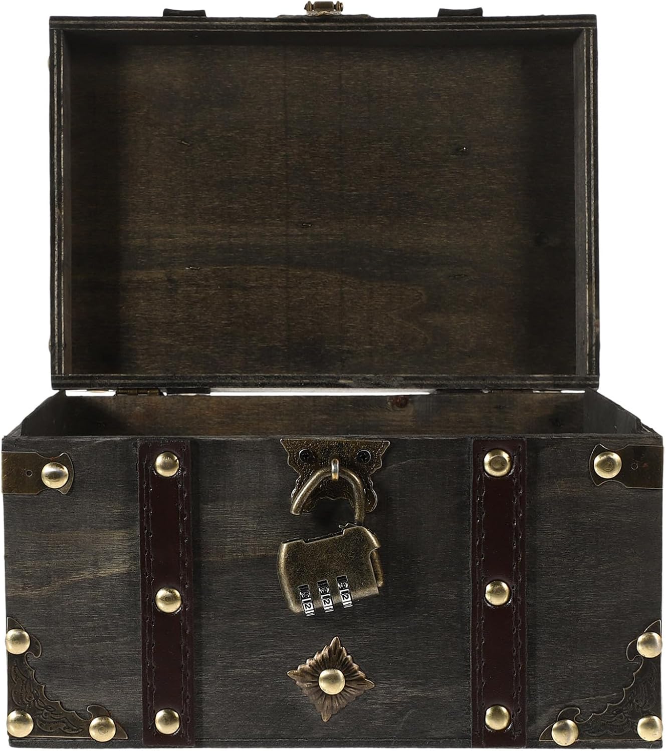 Gray Large Lockable Wooden Treasure Chest