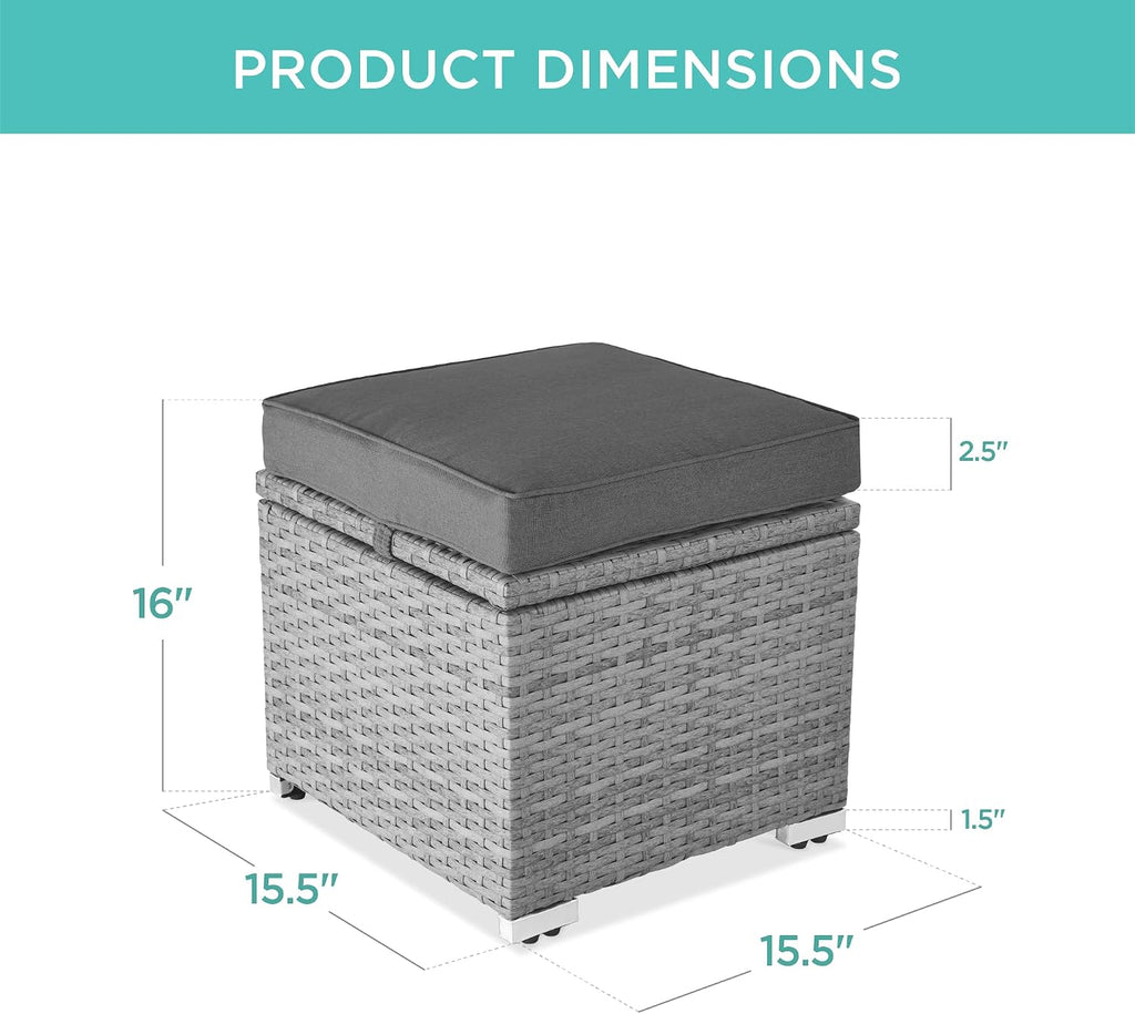 2 Pack Wicker Storage Ottoman with Removable Cushions