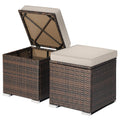2 Pack PE Rattan Outdoor Ottoman with Soft Cushions