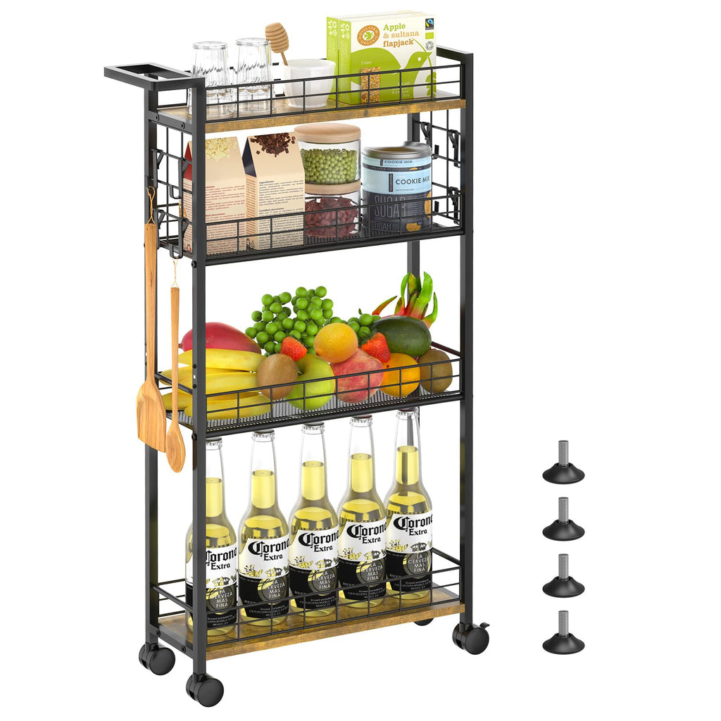 Black Wheeled 5-Drawer Slim Storage Dresser