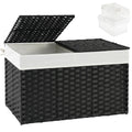 Large Rattan Storage Basket with Dual Lids & Liners