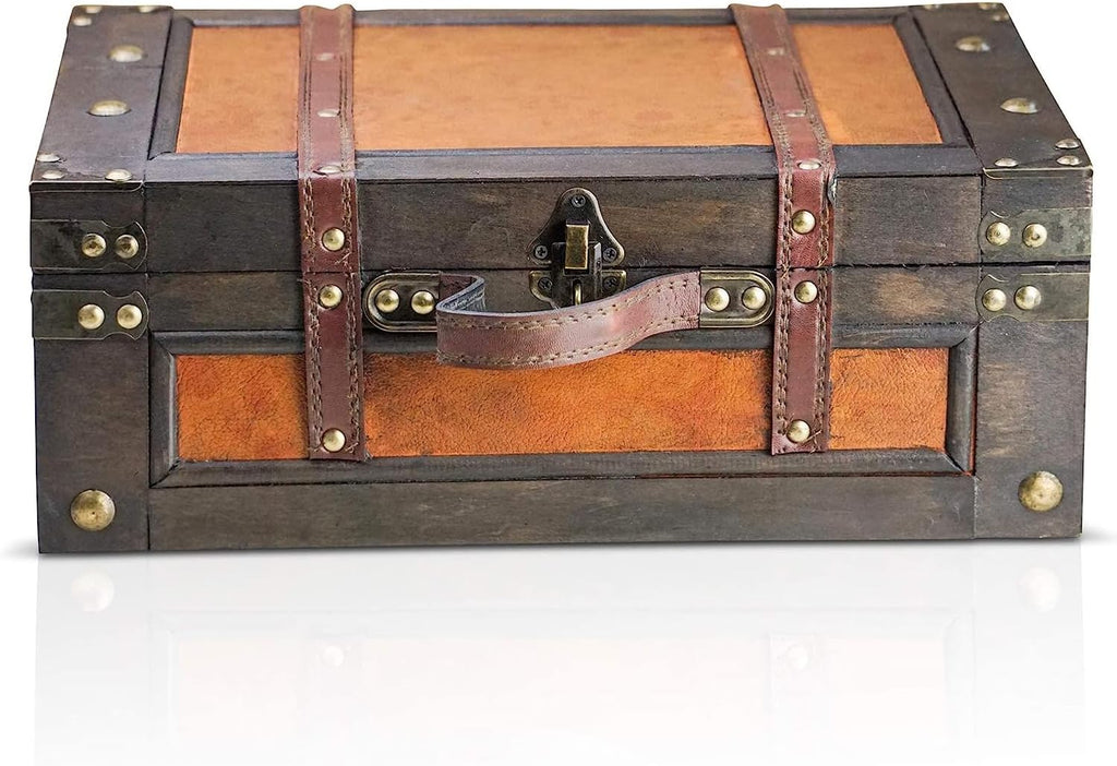 Handmade Vintage Lockable Wooden Pirate Treasure Chest