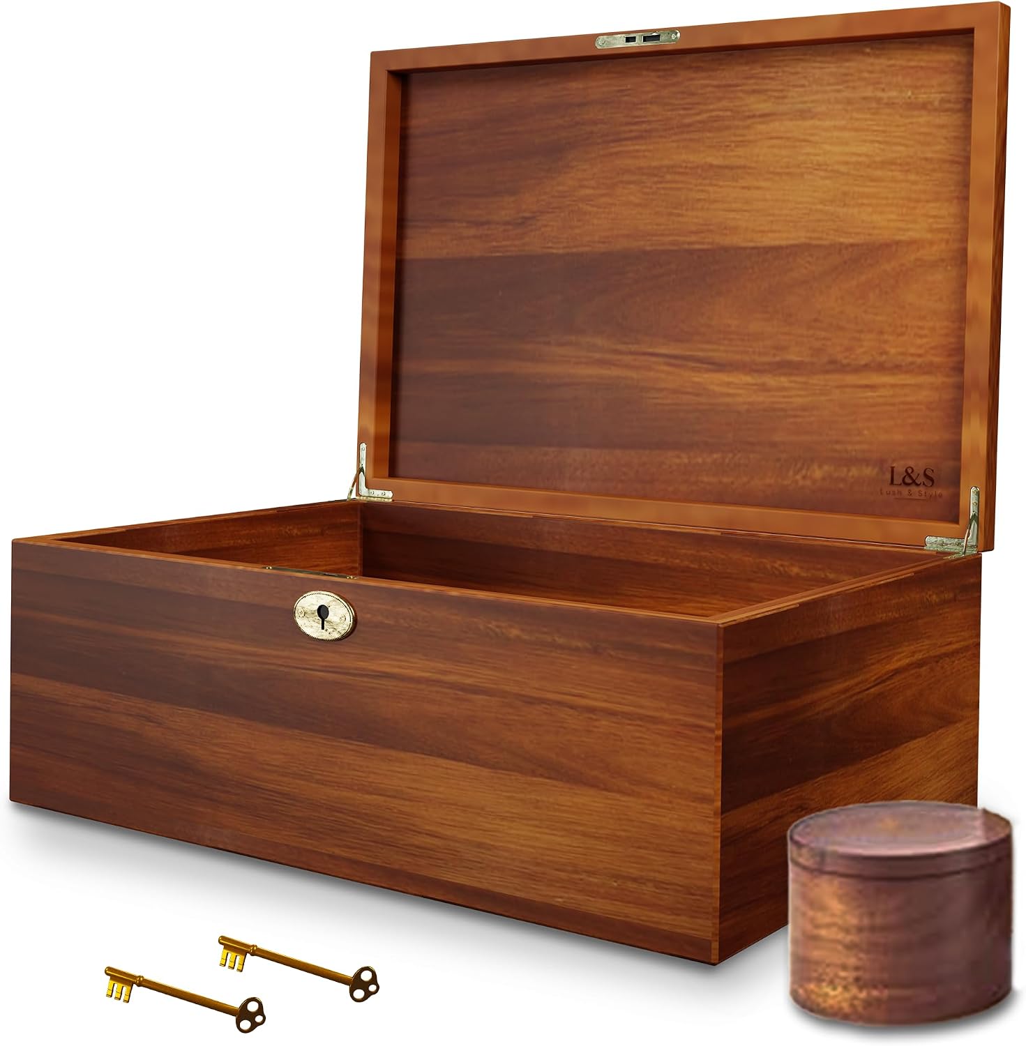 Acacia Wood Lockable Keepsake Storage Chest with Lid