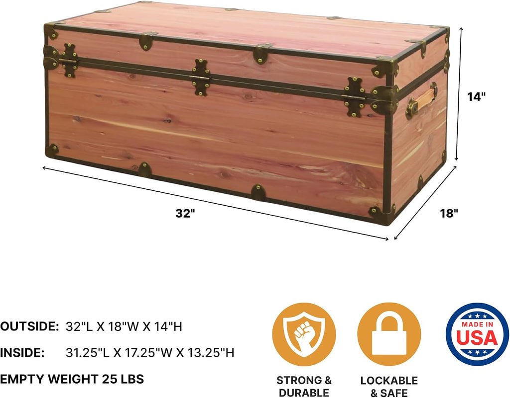 Large Cedar Storage Chest with Antique Brass Hardware
