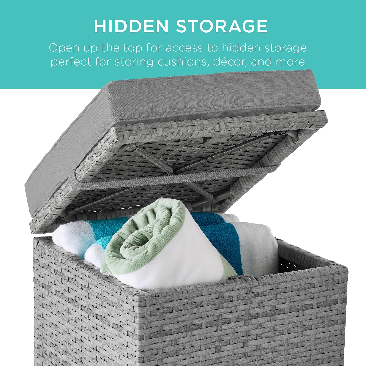 2 Pack Wicker Storage Ottoman with Removable Cushions