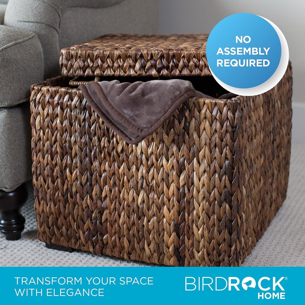 Abaca Seagrass Woven Cube Storage Ottoman Table