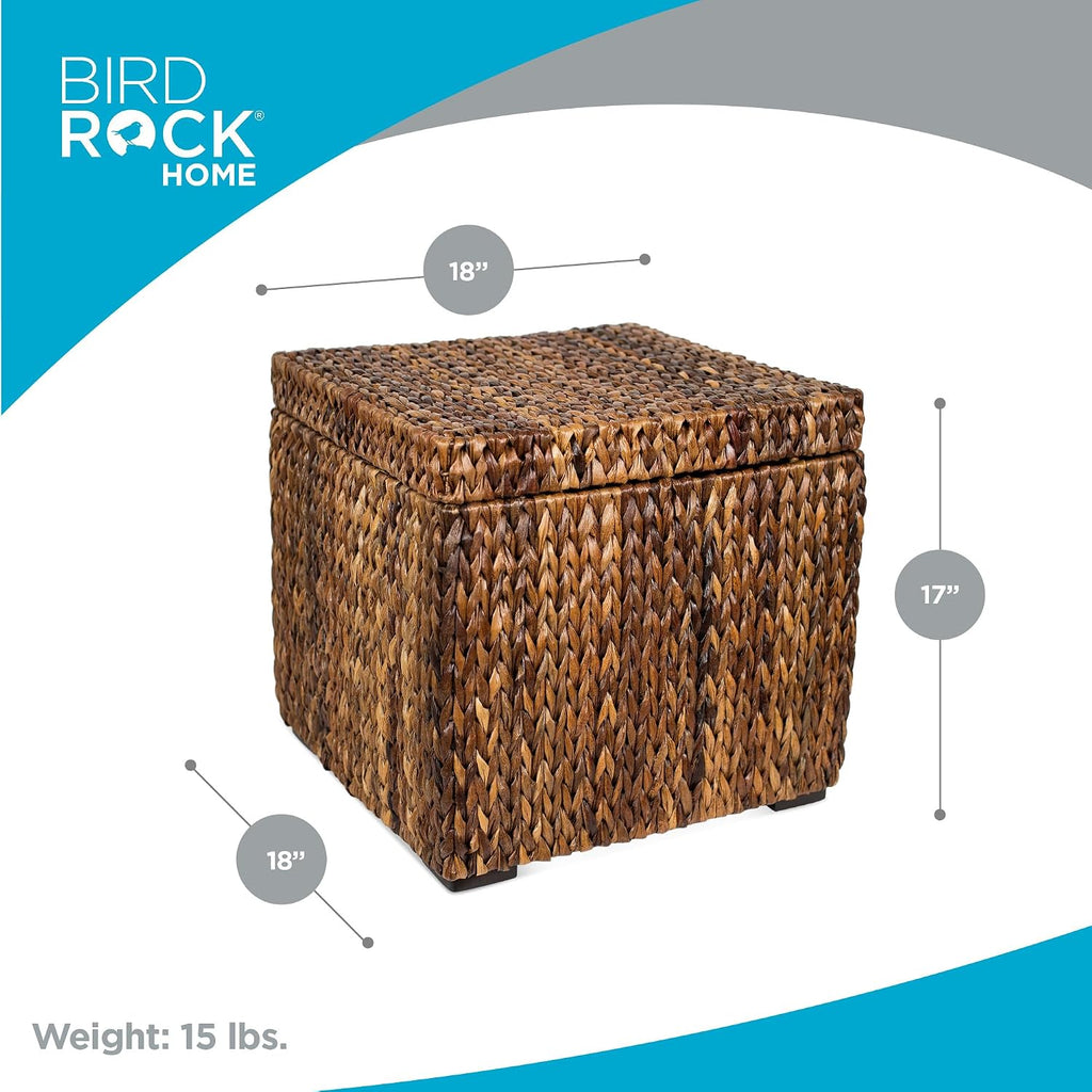 Abaca Seagrass Woven Cube Storage Ottoman Table