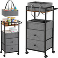 Off White 3-In-1 Rolling Diaper Storage Cart