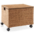 Natural Wheeled Water Hyacinth File Cabinet