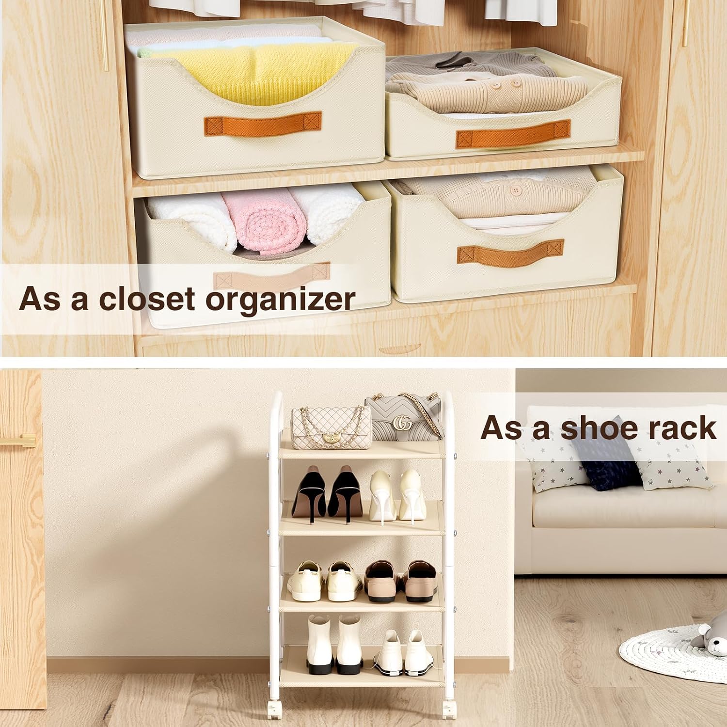 4-Tier Wheeled Fabric Closet Storage Cart