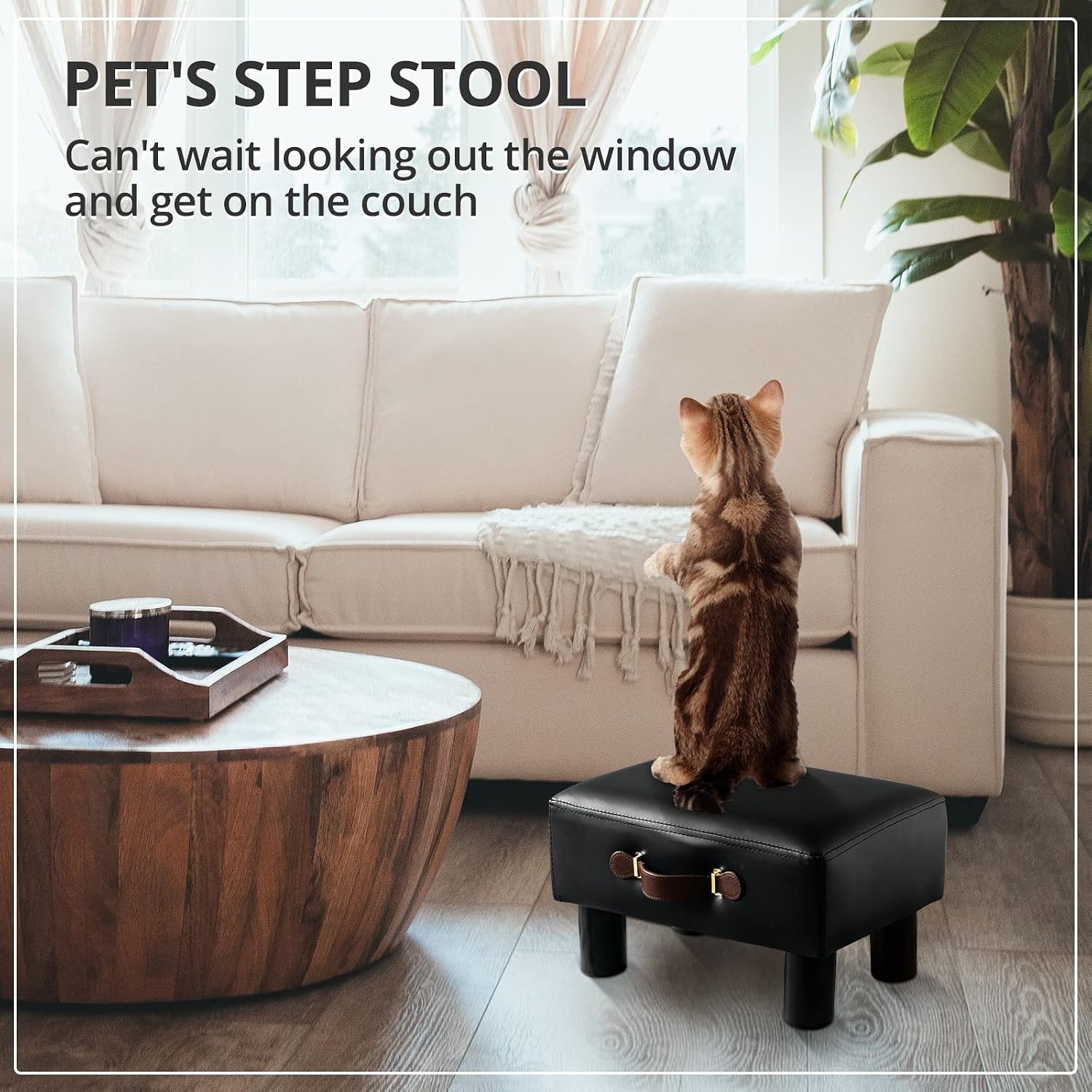 Black PU Leather Rectangular Storage Foot Stool