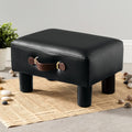 Black PU Leather Rectangular Storage Foot Stool