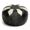 Brown Faux Leather Round Moroccan Pouf Cover