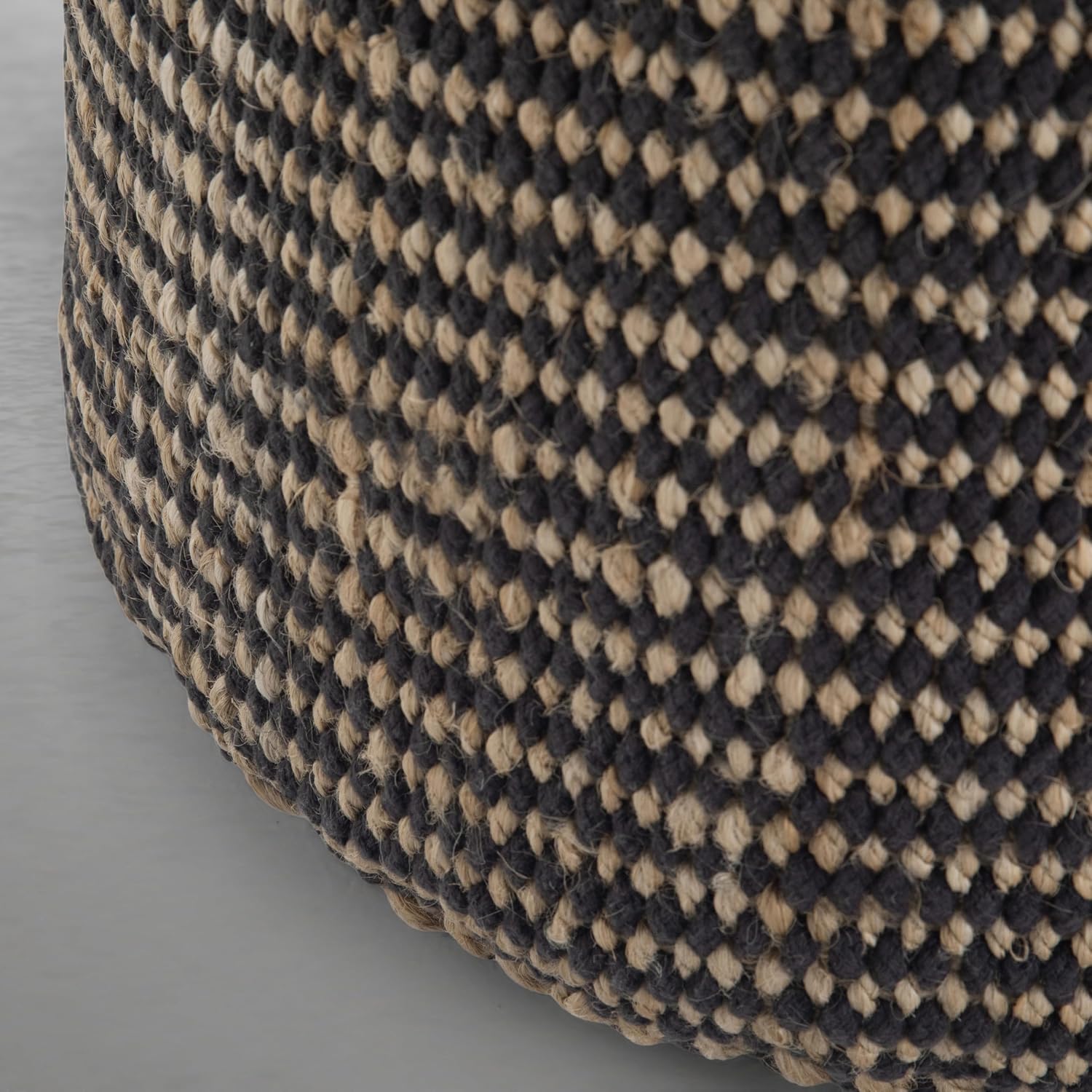 Hand Braided Jute Round Pouf Ottoman Foot Stool