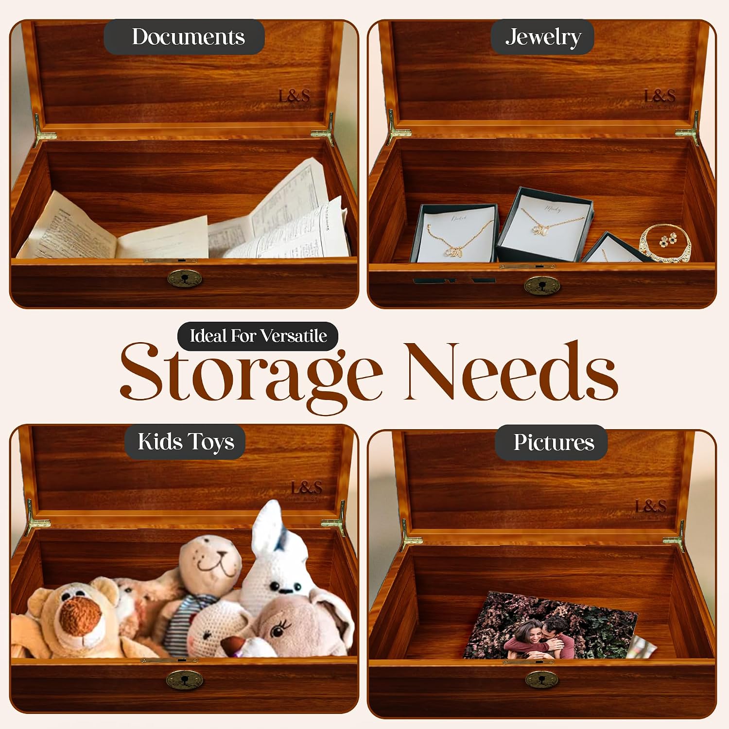 Acacia Wood Lockable Keepsake Storage Chest with Lid