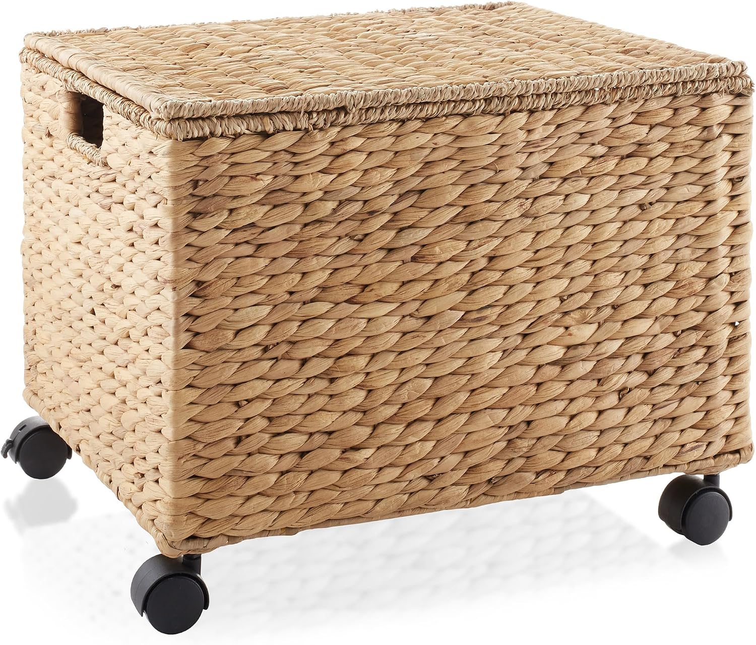 Natural Wheeled Water Hyacinth File Cabinet