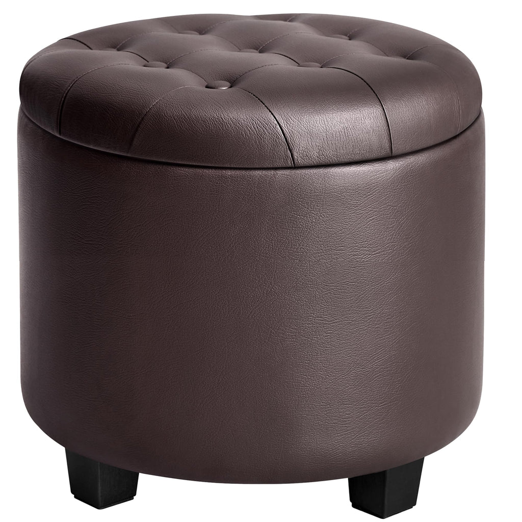 Burgundy Synthetic Leather Square Storage Ottoman