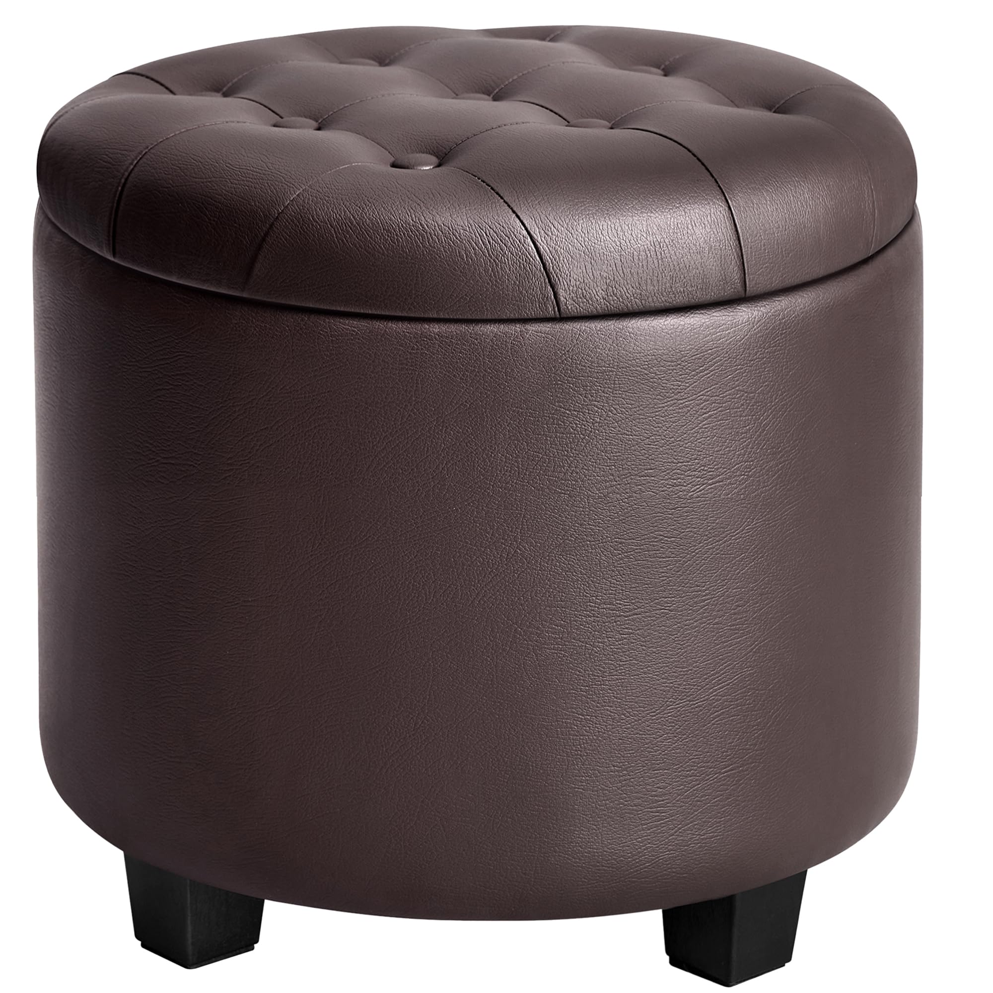 Burgundy Synthetic Leather Square Storage Ottoman