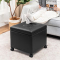 Grey Faux Leather Square Lift-Top Storage Ottoman