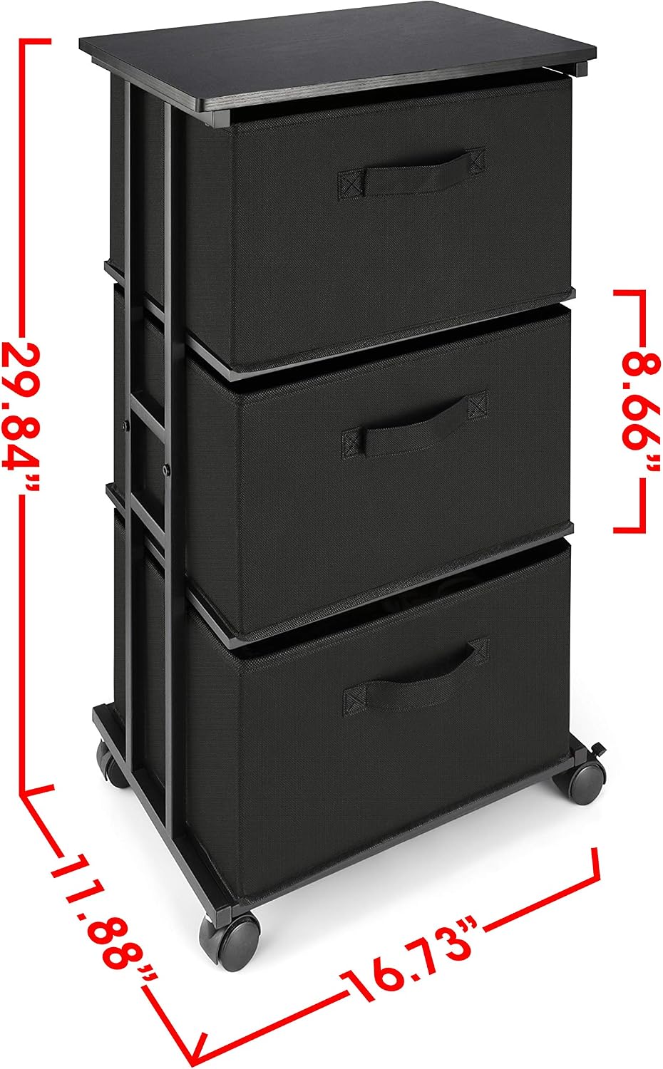 Black 3-Drawer Vertical Fabric Storage Dresser