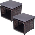 2 Pack All-Weather Wicker Ottoman with Hidden Storage