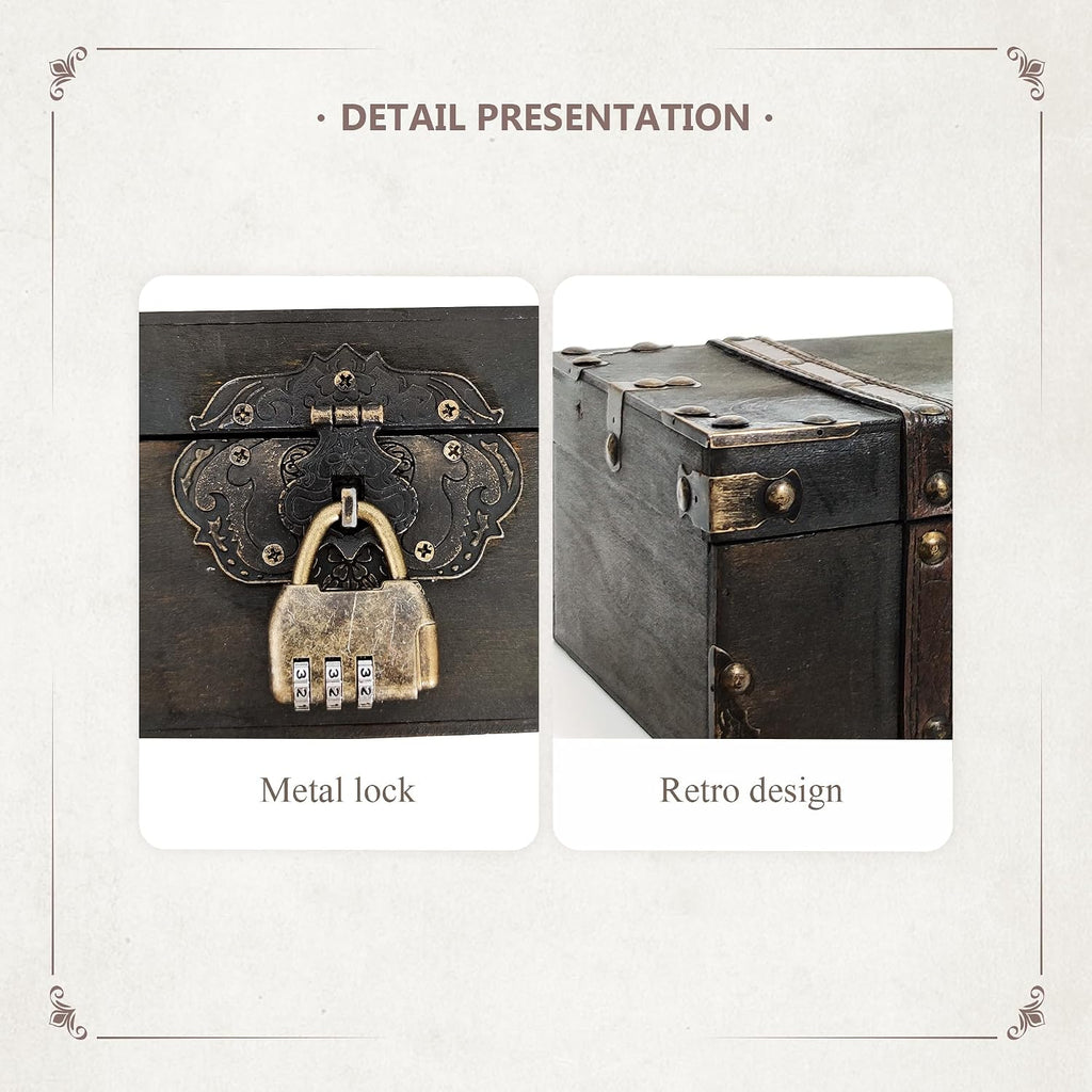 Vintage Lock Wooden Keepsake Storage Chest