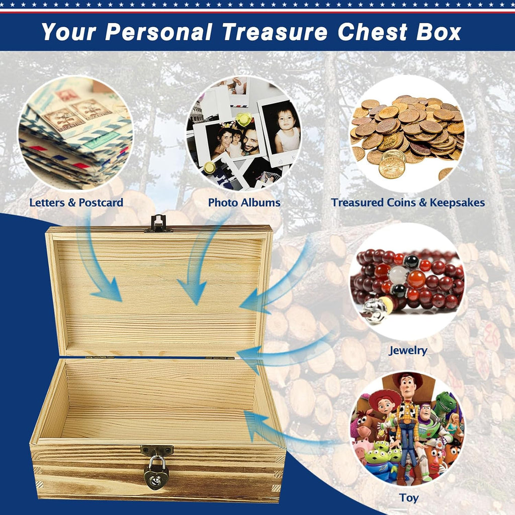 2 Pack Lockable Rustic Wooden Storage Boxes