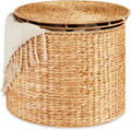 Large Handwoven Water Hyacinth Round Storage Ottoman