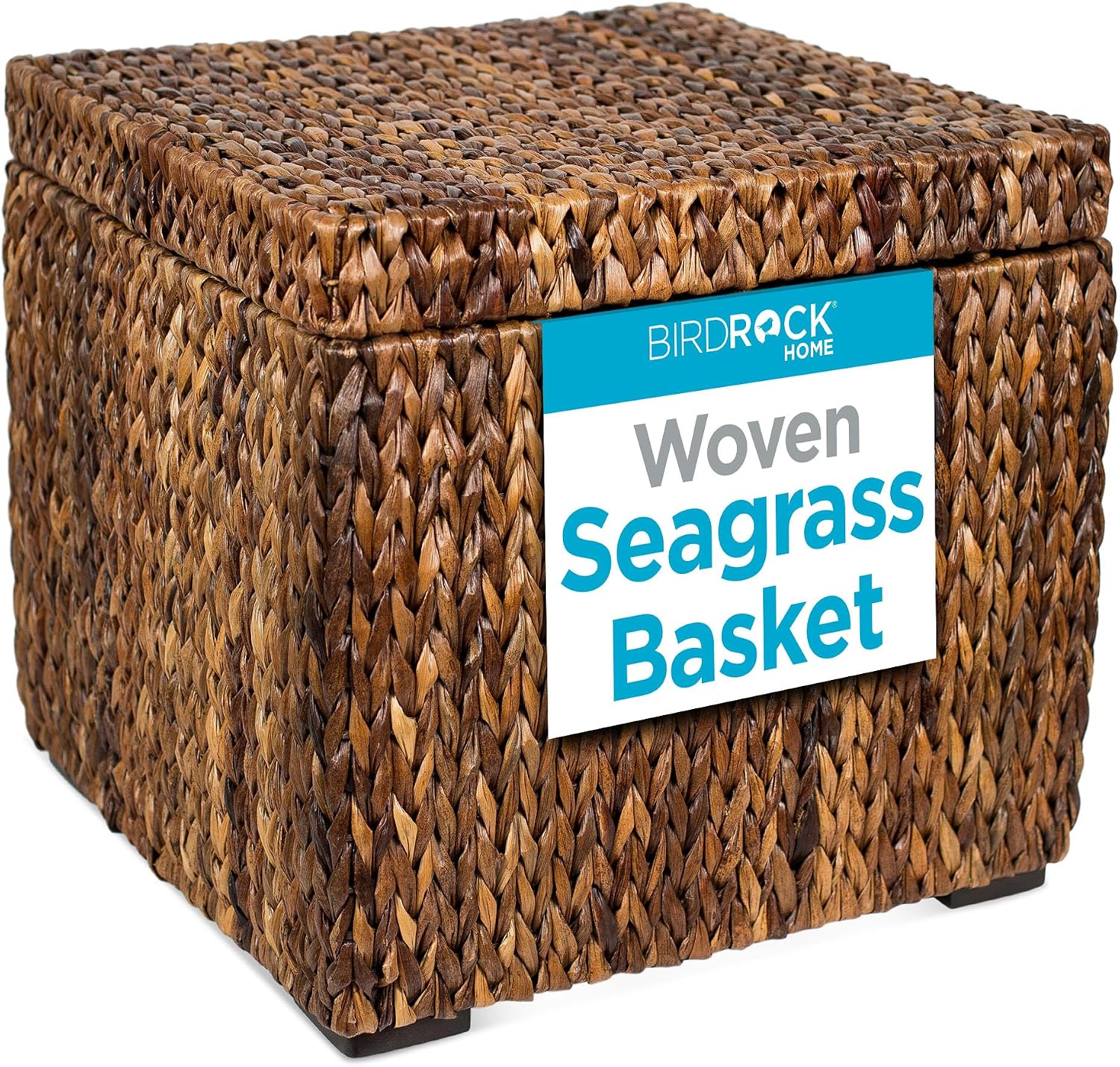 Abaca Seagrass Woven Cube Storage Ottoman Table