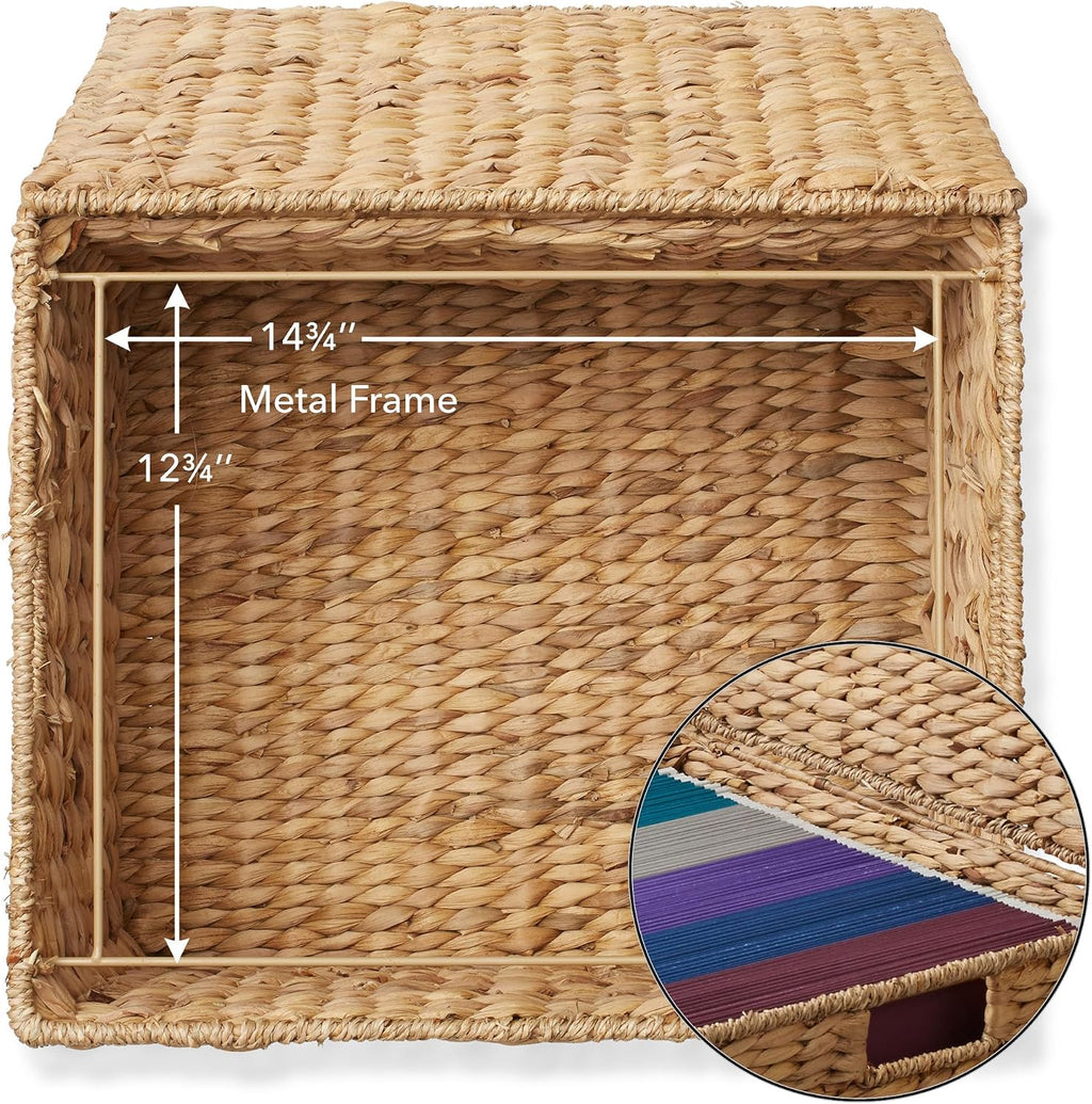 Natural Wheeled Water Hyacinth File Cabinet