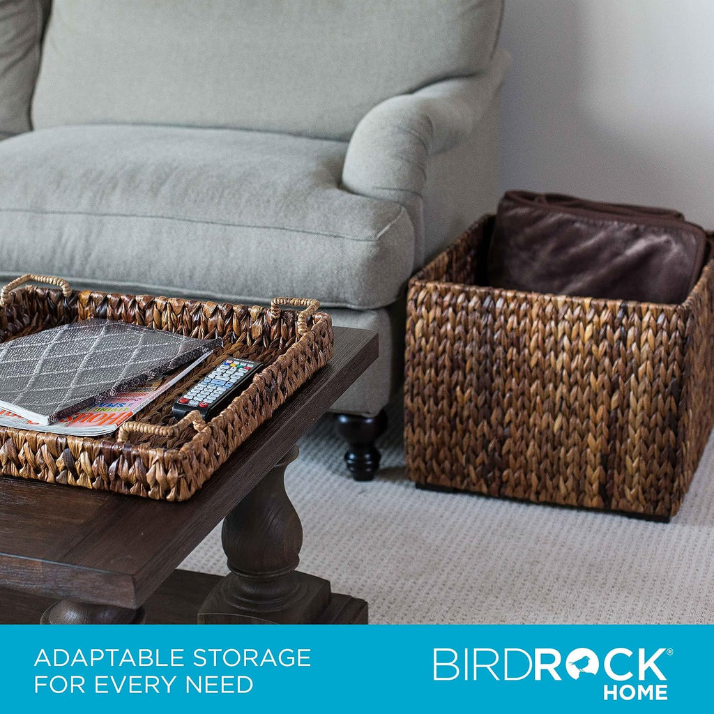 Abaca Seagrass Woven Cube Storage Ottoman Table