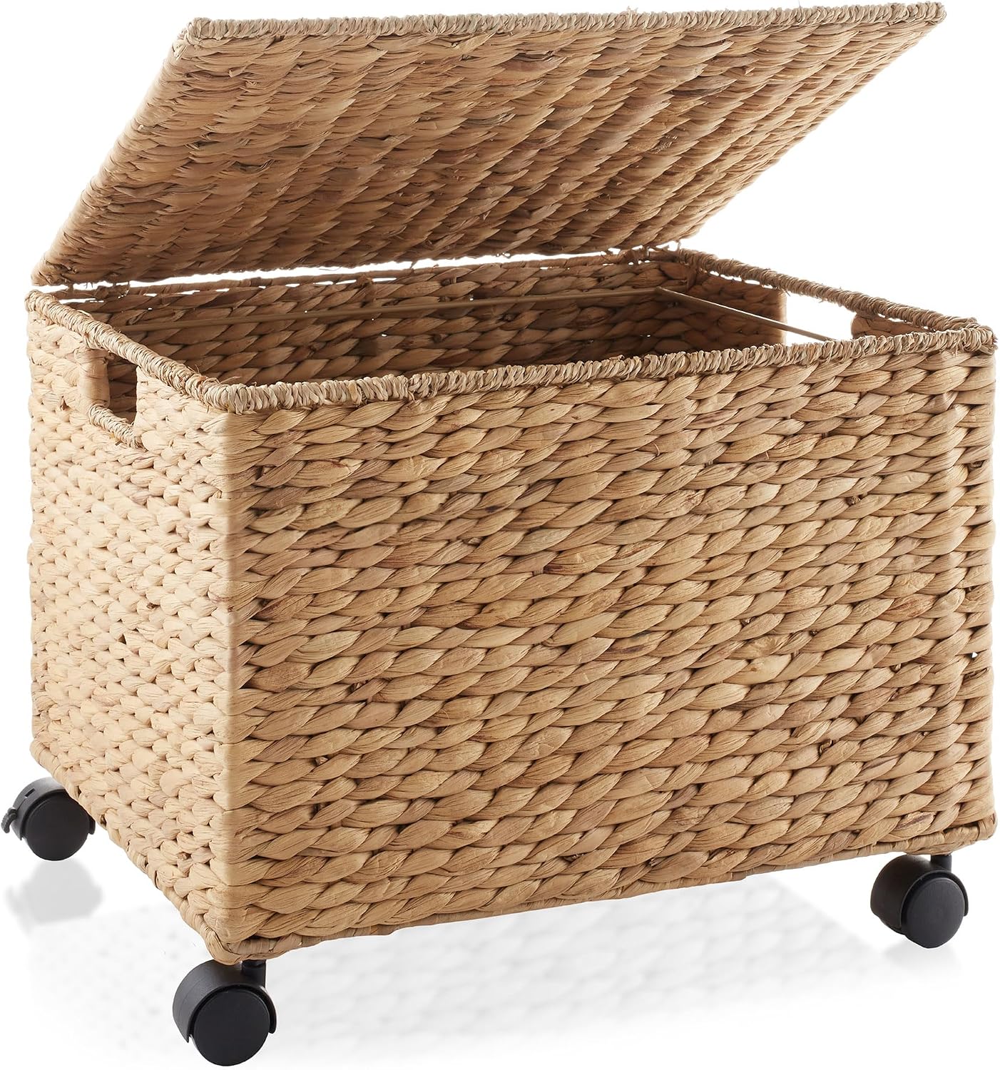 Natural Wheeled Water Hyacinth File Cabinet