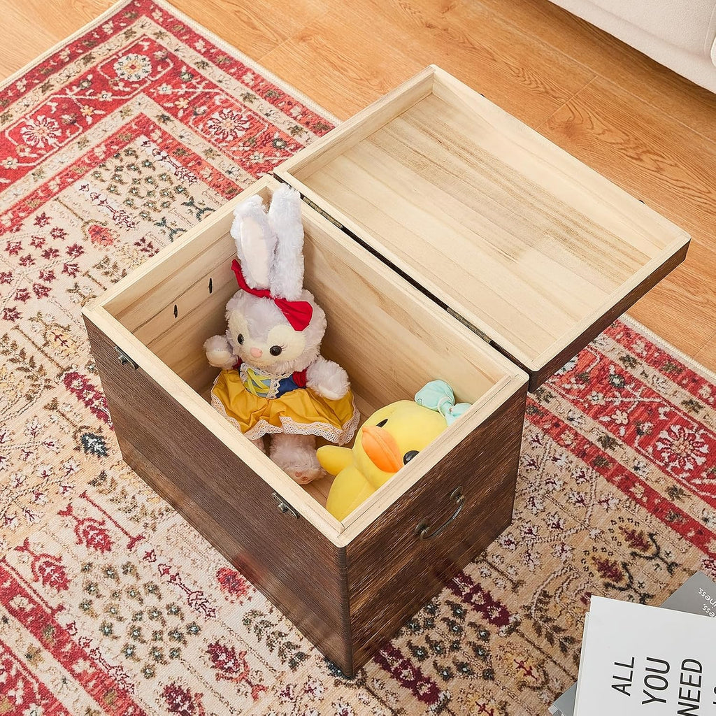 Dark Brown Rustic Wooden Storage Trunk for Home Use