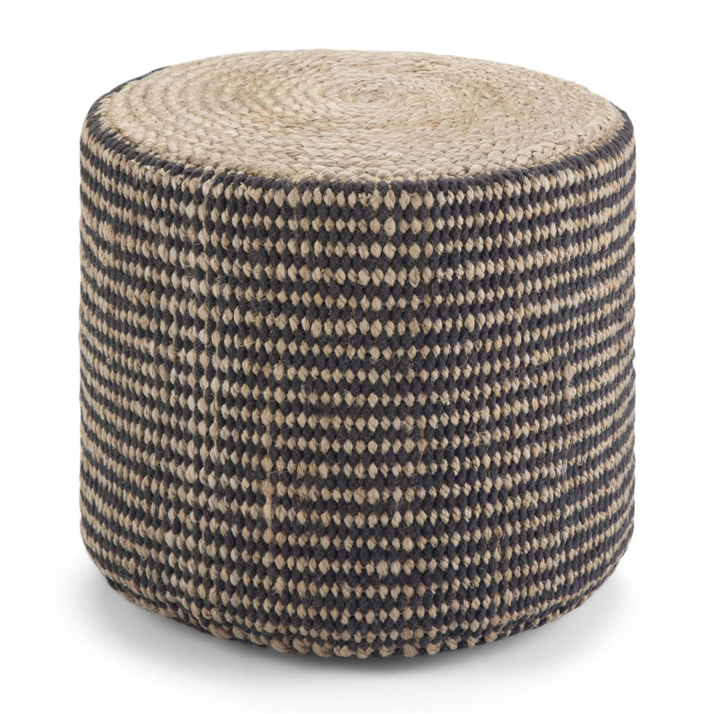 Hand Braided Jute Round Pouf Ottoman Foot Stool