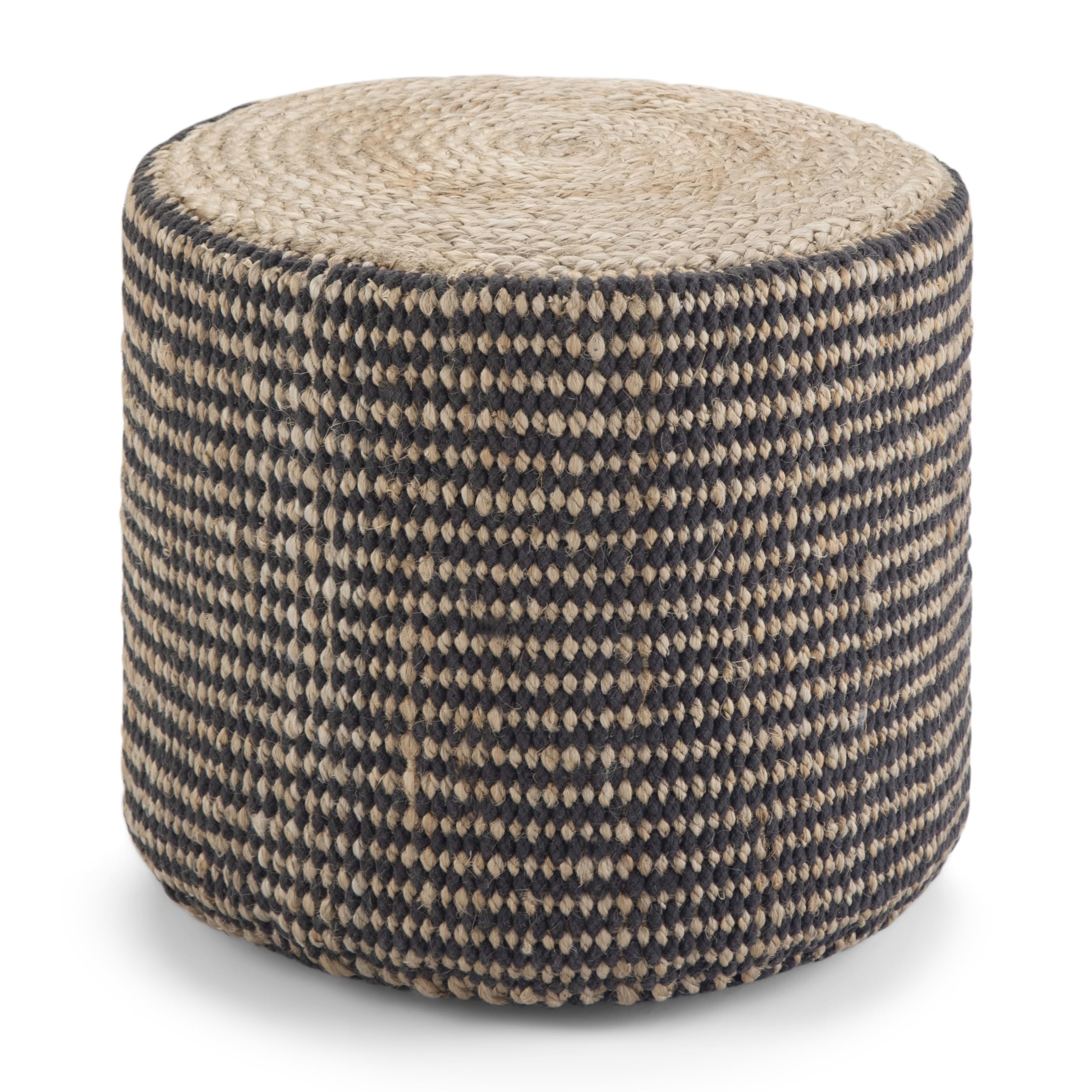 Hand Braided Jute Round Pouf Ottoman Foot Stool